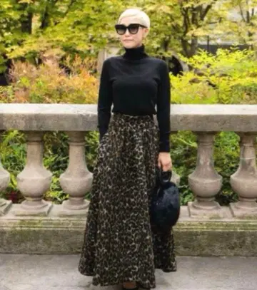 JENNE x 브리지트 바르도 레오파드 무늬 맥시 길이 플레어 스커트 S