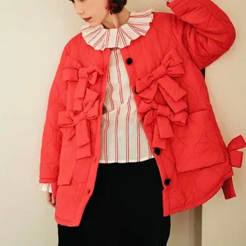 새상품급 리본 imakokoni 이마코코니 패딩 자켓 퀼팅 빨간색