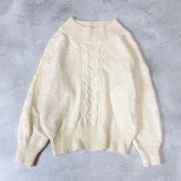 밴야드 스톰 알파카 혼방 케이블 짜임 니트 풀오버 루즈핏