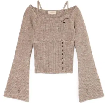 andmary Baby ribbon knit tops brown