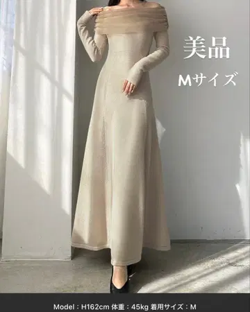 [새상품급] 오프숄더 롱 원피스 드레스 M사이즈 정가 10759엔
