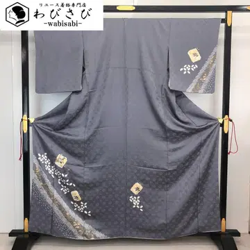 츠케사게 조임 무늬 꽃 무늬 자수 초롱꽃쥐색 K-4188