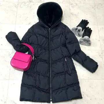 새상품급 인터플래닛 오버 사이즈 블랙 다운 자켓 후드 부착 38