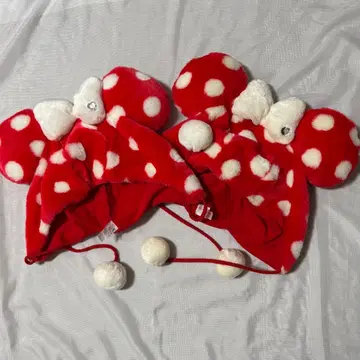 팬캡 도트 미니 마우스 레드 페어