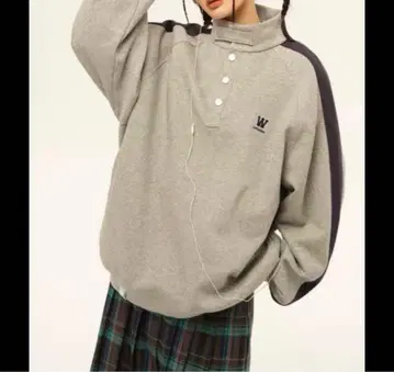 지하인 온라인 오버 사이즈 하이넥 맨투맨 그레이