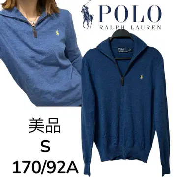 새상품급 폴로 랄프로렌 하프 지퍼 니트 톤 다운 블루 계열 남성용 S