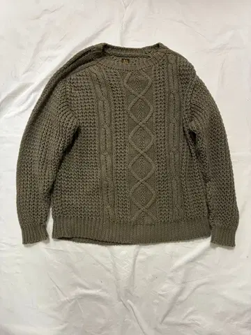 BATONER x STEVEN ALAN 케이블 니트 스웨터 올리브 그린