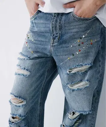 supplier 데미지 데님 팬츠