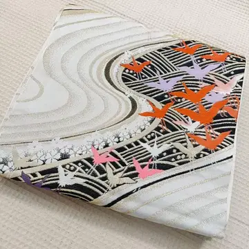 W100 후쿠로 오비 오비 길이 430 학 화이트