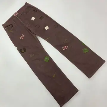 칼 헬무트 팥색 와펜 스트레치 데님 팬츠