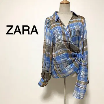 ZARA 블루칼라 라메사 사용 체크 무늬 시어 셔츠
