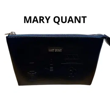 새상품 MARY QUANT 블랙 파우치 엠보싱 화장품 3 포켓 파우치