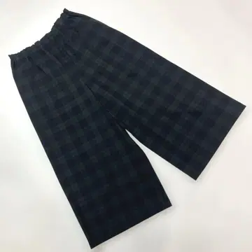 [ 시착만 한 상품 ] 핑크하우스 그린 계열 타탄 체크 와이드 팬츠