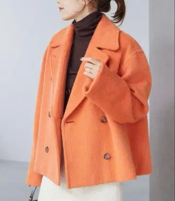 plage 샤기 P 코트 알파카 양모 오렌지 36 플라주