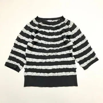 ensuite 엔스위트 주름 가공 보더 니트 일본제 M