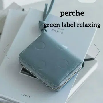 컨디션 최상 perche 그린 라벨 릴랙싱 가죽 도트 지갑 박스 없음