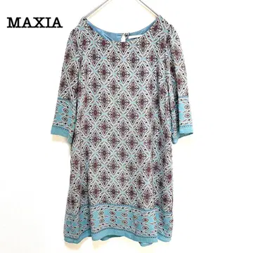 MAXIA 맥시아 원피스 튜닉 기하학 패턴 올 패턴 그린 화려함