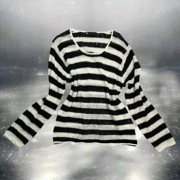 00s 시스루 짜임 보더 니트 다크 코어 위시 락펑크 y2k