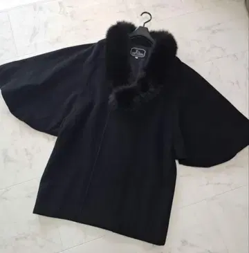 캐시미어 100% 퍼 코트 돌먼 슬리브 블랙 일본제