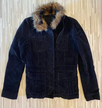 DKNY JEANS 코듀로이 퍼 탈부착 자켓 블랙 여성용