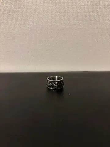 실버 조각 장식 바이커 반지