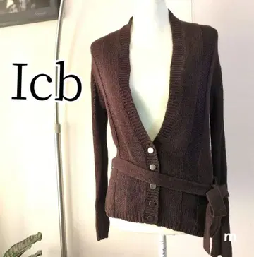 아이시비 브라운 가디건 면린넨 소재 허리 벨트