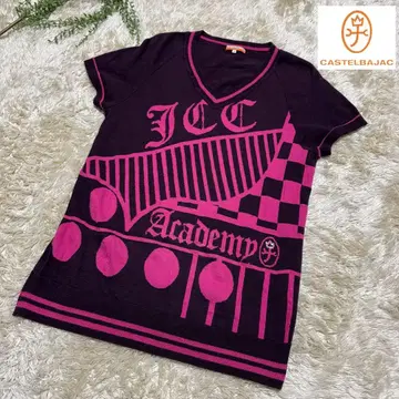 카스텔바작 니트 반팔 올 패턴 L 사이즈 3 여성용 퍼플