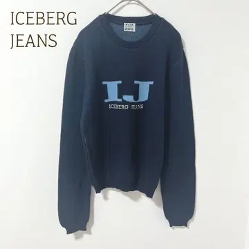 아이스버그 니트 이탈리아제 로고 크루넥 울 혼방