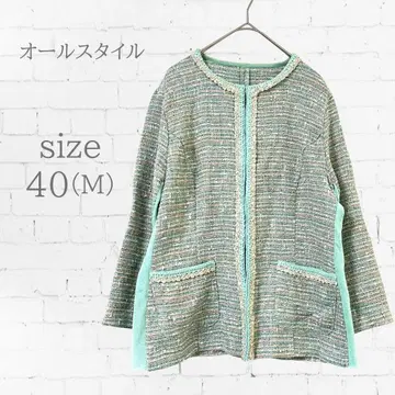 [새상품급] 트위드 노카라 자켓 포멀 봄 고급 패턴 40 M