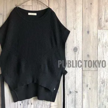 PUBLIC TOKYO 퍼블릭 도쿄 오버 사이즈 니트 베스트 블랙