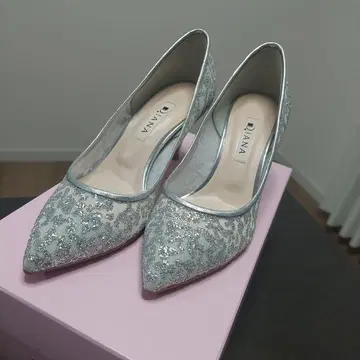 [ 새상품급 ] DIANA 플라티나 글리터 튤 결혼식 웨딩 슈즈