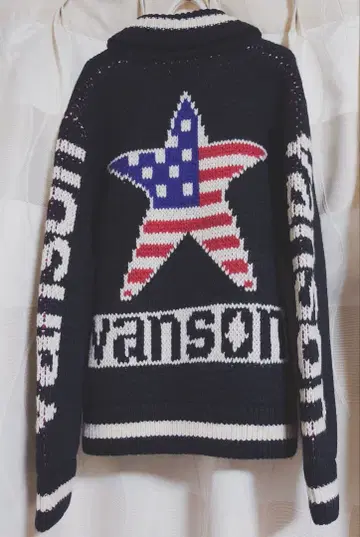 Vanson 미국 국기 패턴 코위찬 니트 L
