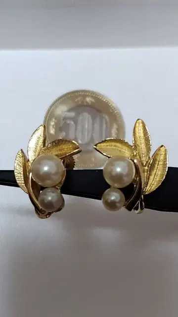 골드 리프 펄 귀찌