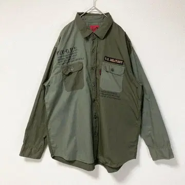 밀리터리 셔츠 3L 빅 사이즈 와펜 올리브 그린 긴팔 셔츠