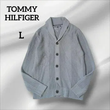 새상품급 타미힐피거 니트 가디건 긴팔 숄카라 그레이 L