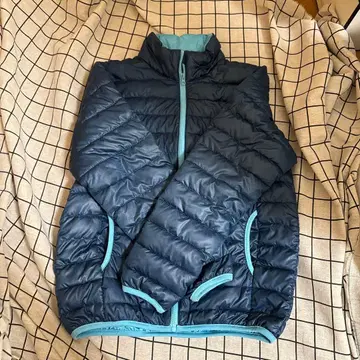 [ 레어 ] 네이비 다운 자켓 스카이블루 악센트