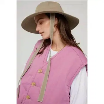 [ Double 퀼팅 베스트 더스티 핑크