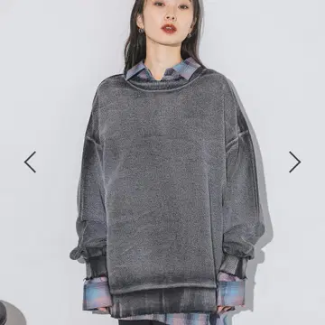 블랙 오버 사이즈 맨투맨 FREE 사이즈