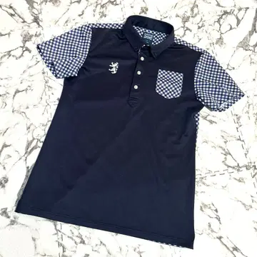 새상품급 Admiral 골프 반팔 피케 셔츠 네이비 체크 무늬 M 사이즈