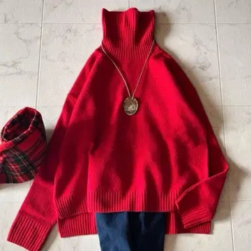 새상품급 매킨토시 필로소피 울 캐시미어 터틀넥 니트 빨간색 2