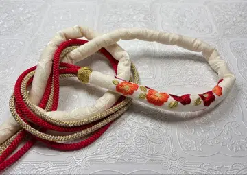 b-166 순수 실크 허리띠 자수 후리소데 성인식 오다마키 동백