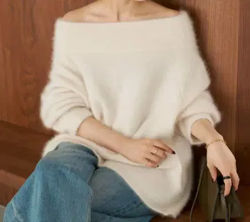 plage 퍼 오프 넥 화이트