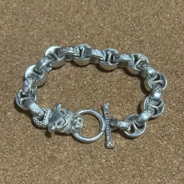 80s 빈티지 멕시칸 체인 도그 팔찌 실버 925