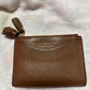 ANNA MINDARCH 브라운 가죽 이단 접이식 지갑