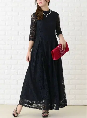 레이스 레이디스 블랙 롱 드레스 한 번 착용만