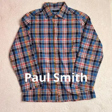 [ 새상품급 ] Paul Smith 체크 무늬 긴팔 셔츠 L 사이즈