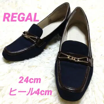 [ 새상품급 ] REGAL 네이비/브라운/스퀘어토 / 펌프스/24cm