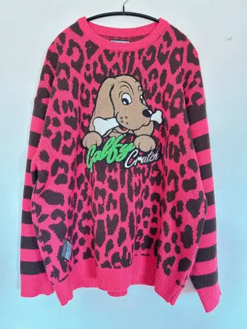 GALFY 갈피 GALA GALA 니트 레오파드 무늬 스웨터