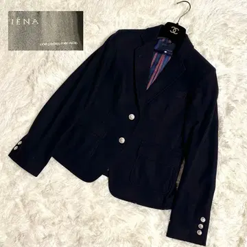 컨디션 최상 이에나 테일러드 자켓 네이비 은색 버튼 안감 스트라이프 M