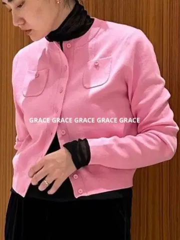 CABaN 코튼 캐시미어 크루넥 가디건 핑크 XS 새상품